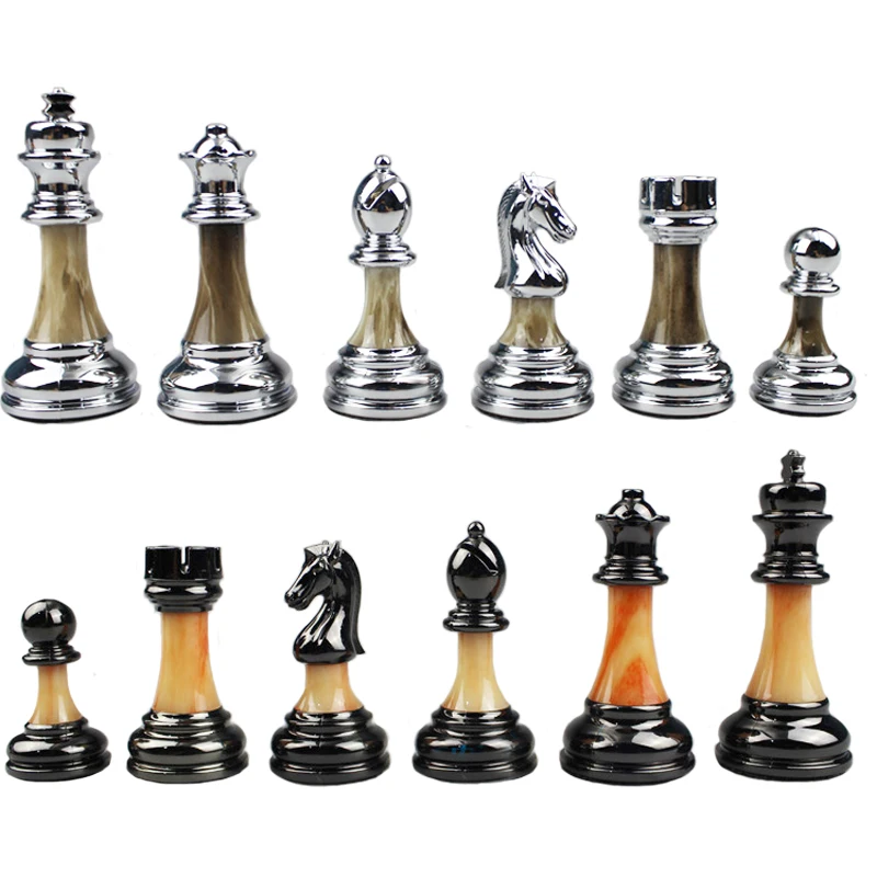 

BSTFAMLY Chess Set ABS Plastic Plating Process and Metal Aggravation Chess Pieces High Grade King Height 90mm Chess Game IA2