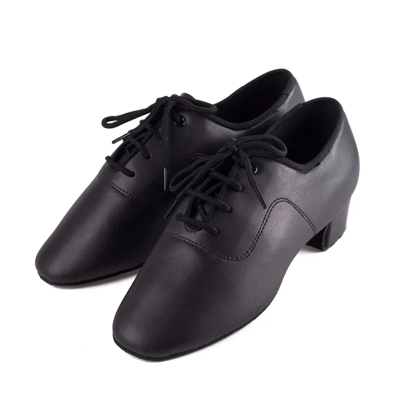 Sneakers Sports Dance Shoes Children Latin Jazz Boy Cowhide Lace-up Professional Wear Non-slip Tango Black PU HEEL 3.5 CM BD 802