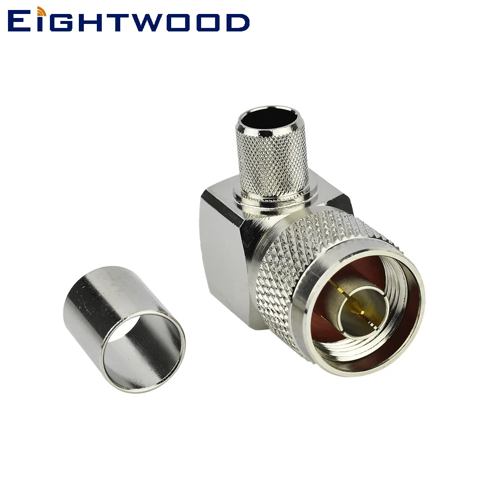 

Eightwood N Right Angle Plug Male Pin Crimp RF Coaxial Connector for RG213 RG8 LMR400 Coaxial Cable Antenna WLAN Satellite 5PCS