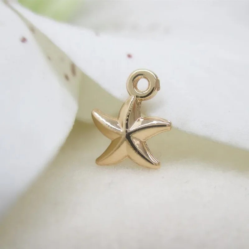 10*8MM 20Pcs Sea Star 24 Gold Plated Copper Beads Charms Jewellery Pendants Jewelry Findings Accessories