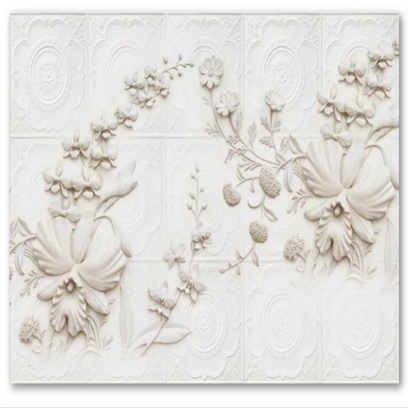 

wellyu Custom large fresco 3d 3d white white Jane European carved orchid TV background wall non-woven fabric wallpaper