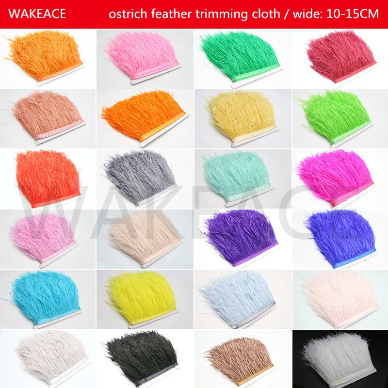 High Quality Fluffy Ostrich Feather Trimming Cloth Sideband 10M Long DIY Clothing Accessories Decorative Accessories 10-15cm