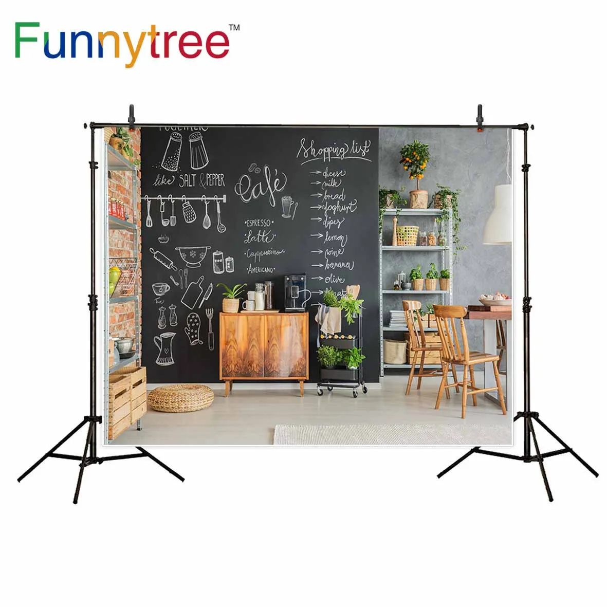 Funnytree backgrounds for photography studio Coffee shop Chalkboard wall drawing restaurant professional backdrop photocall