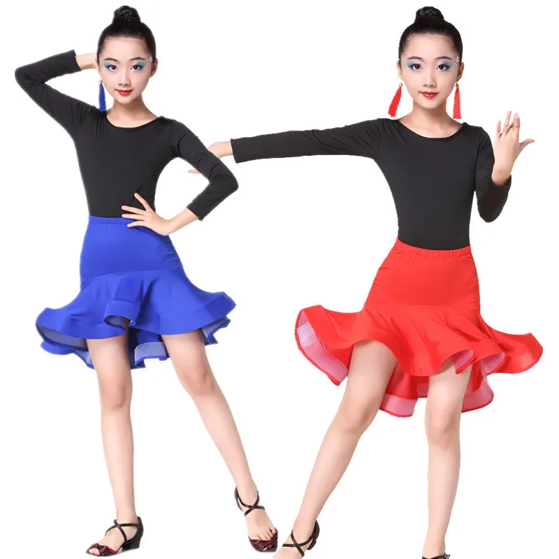 kids rumba samba spandex children tango skirt costume cloth latin dance dress for girls competition ballroom latin salsa dresses