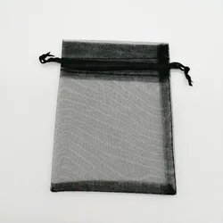 100pcs Organza Bags Black Small Organza Gift Bags For Jewelry Packaging Display Christmas Wedding Jewelry Storage Drawstring Bag