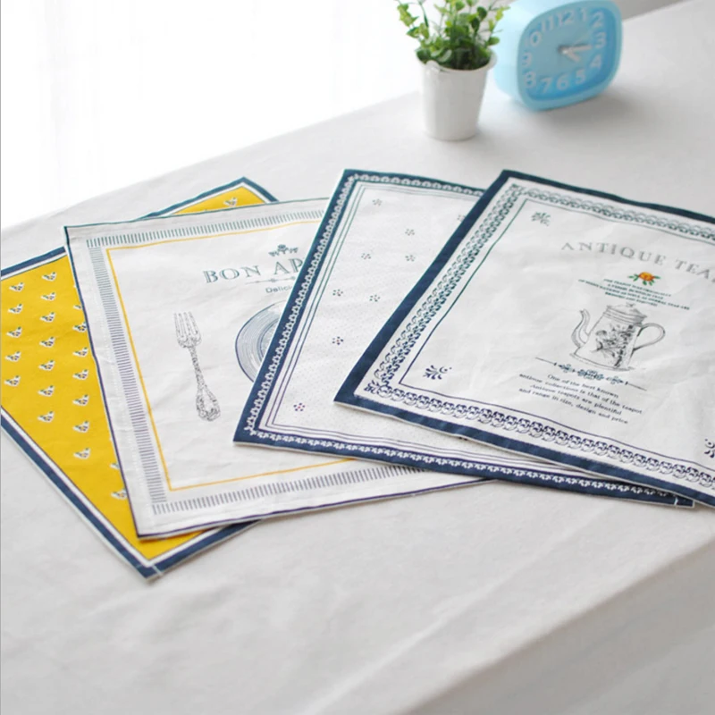 30*32cm 4 Patterns New classical/Europe Fabric Art Table Napkin 100% Cotton Linen Cloth Table Napkin Home/Hotel Table Decoration