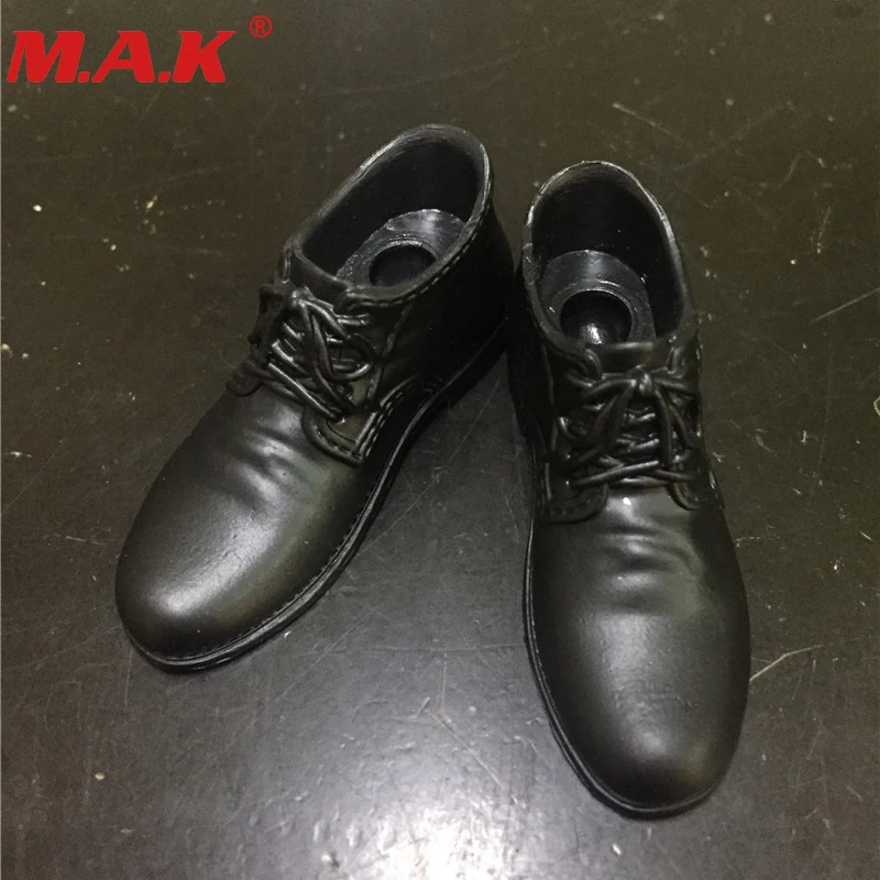 1/6 Scale Action Figure Accessories Black Brown Two Color Plastic Leather Shoes with Foot Shape inside for Joint Male Body