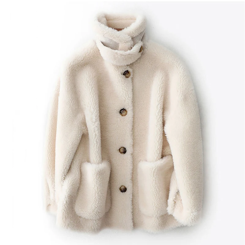 Fur Coats Woman 2021 Autumn Winter Warm Fur Jacket For Women Sheep Shearing Outwear Soft Fluffy Jacket White