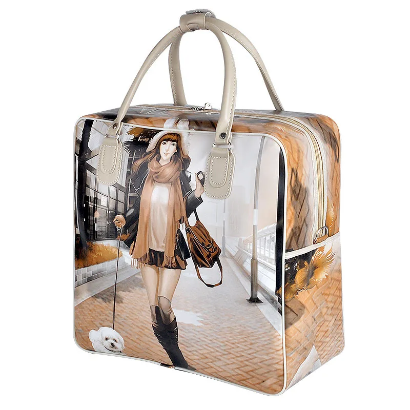 2024 New PU Leather Ladies Luggage Waterproof Handbag Large Capacity Women Print Travel Bag  Casual Travel Bags