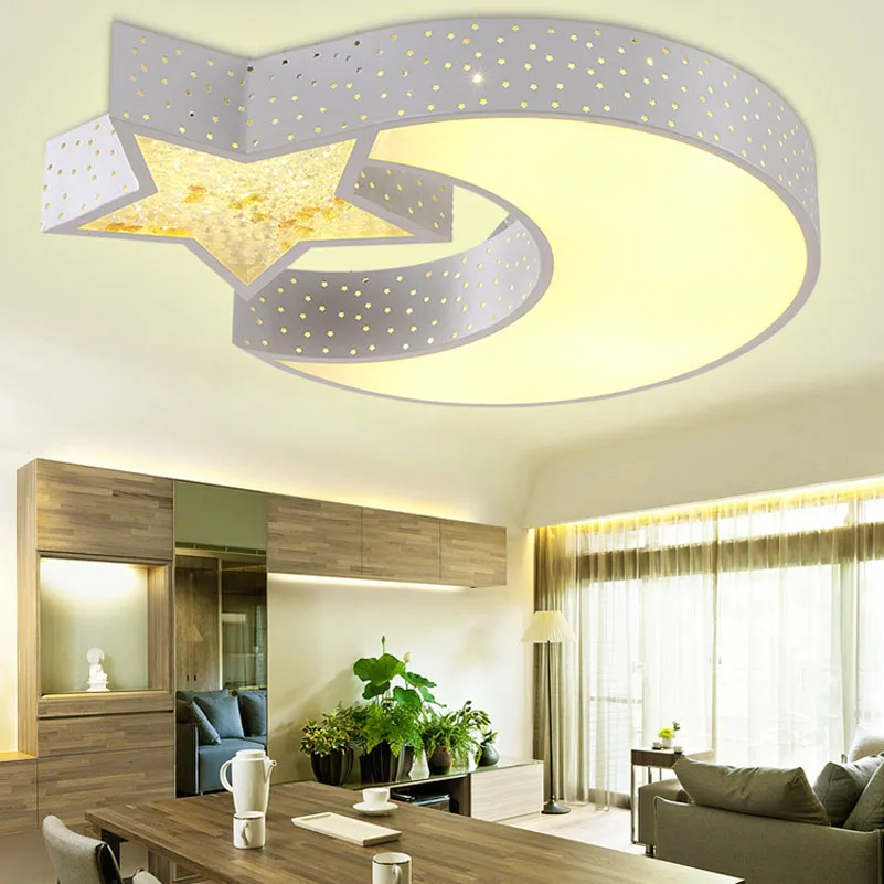 

Creative moon star lampshade ceiling light, 85-265V 24W led child baby bedroom decoration lamp, foyer lighting fixtures