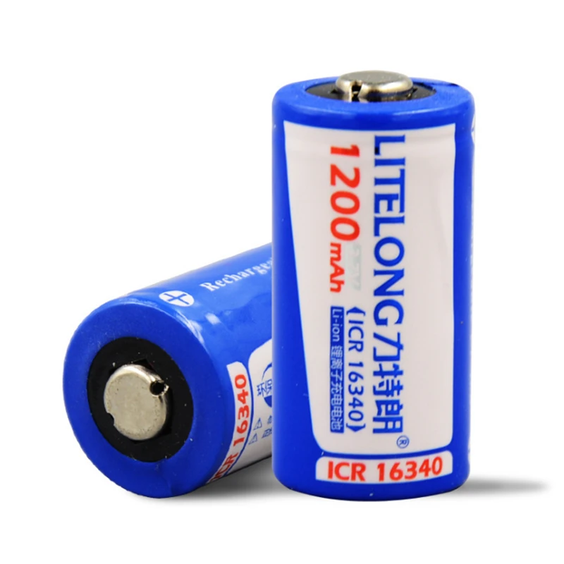 2 sztuk High Power 3.7V 1200mAh CR-123 16340 akumulator chroniony akumulator litowo-jonowy akumulator litowy wielokrotnego ładowania