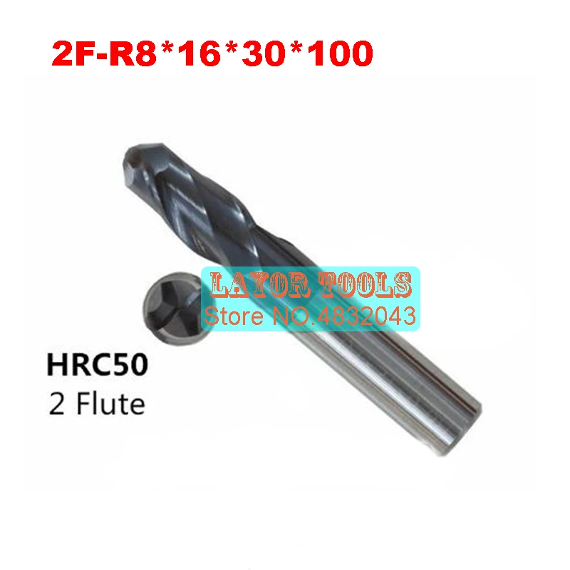 

2F-R8*16*30*100,2 Flute Ball End Mills Pvd Coating The Lather Cnc High Speed Milling Machines Carved Machine For General