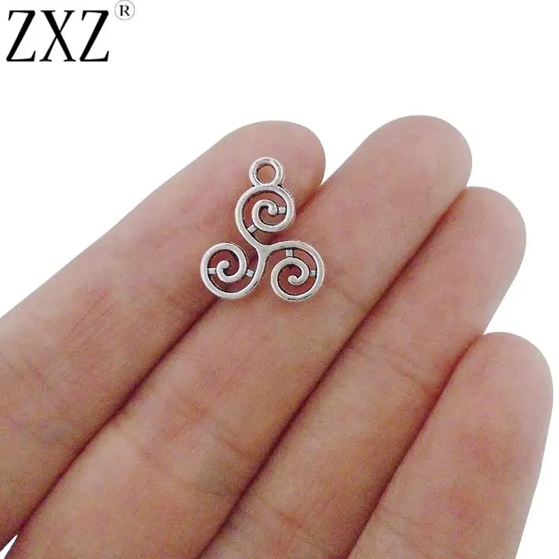 ZXZ 10pcs Celtics Knot Triskele Triskelion Triple Spiral Charms Pendants Double Sided for Jewelry Making