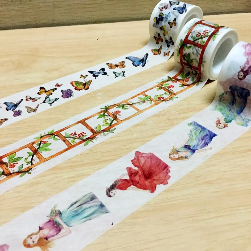 30mm*5m high quality washi paper tape/Beautiful Butterfly and Flower ladder and Goddess  masking japan washi tape