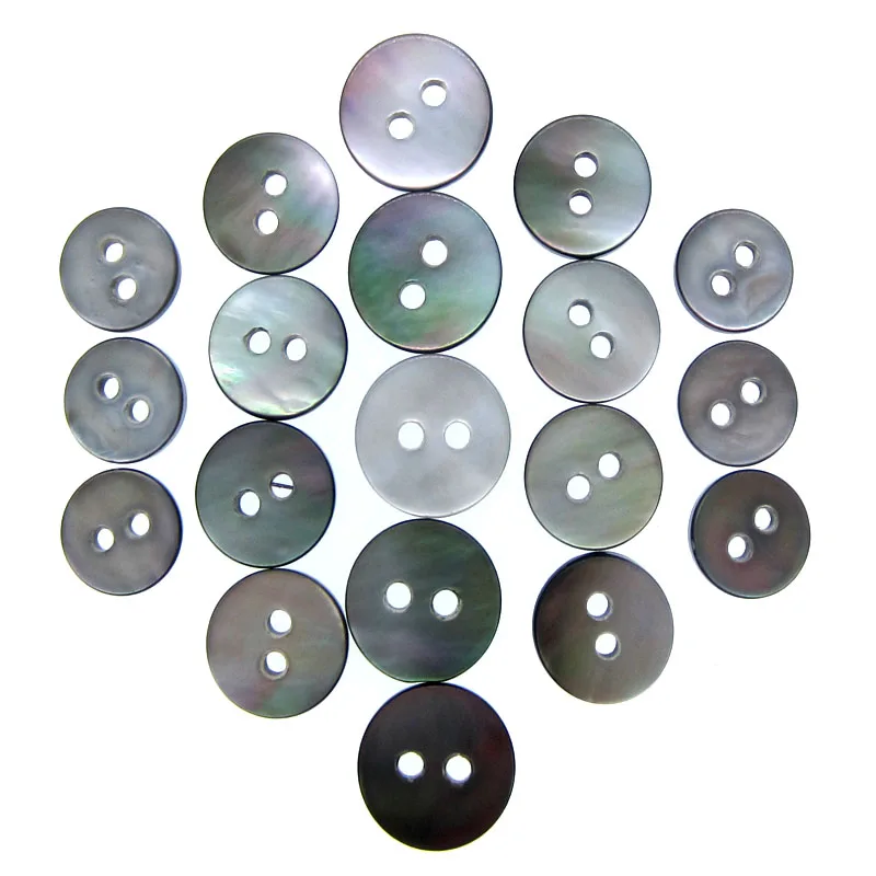 30Pcs Black mother of pearl shirt buttons natural shell buttons black iridescent Buttons 9mm~11.5mm