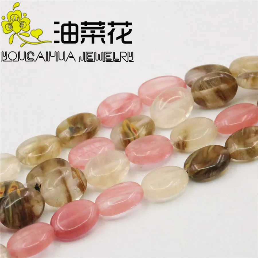 

Fashion Natural Stone 10x14mm Multicolored Watermelon Tourmaline Oval Loose Beads 15" Hand Made jewelry making Wholesale Price