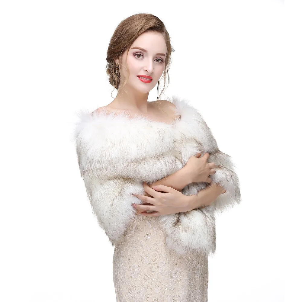 JaneVini 2018 Elegant Wedding Faux Fur Shawl Wrap Winter Coat Women Prom Evening Cape Shawls Bridal Accessories Bolero Fourrure