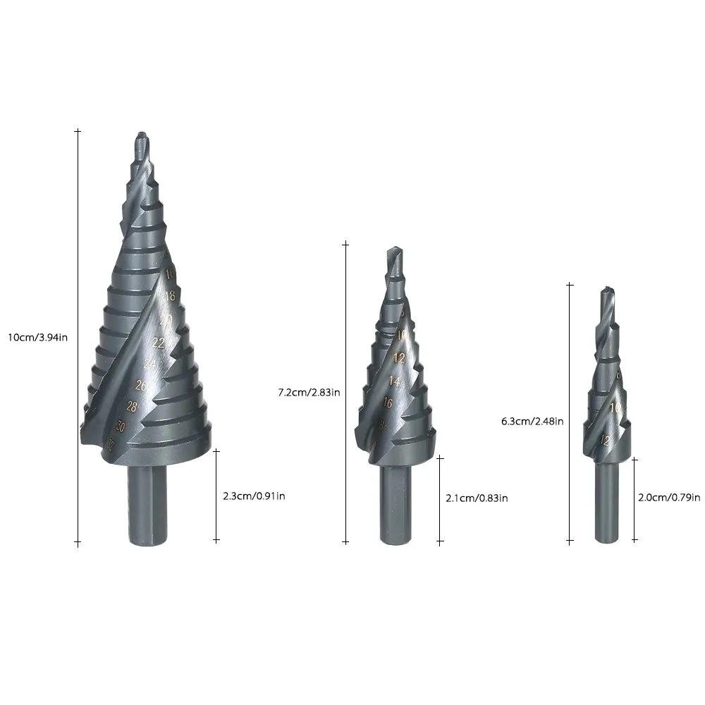 WENXING 3pcs HSS Acciaio di Titanio Passo Punta Del Trapano 4-12mm 4-20mm 4-32mm passo Cono Strumenti di Lavorazione Del Legno Legno Cutt Metallo Punta Del Trapano Set