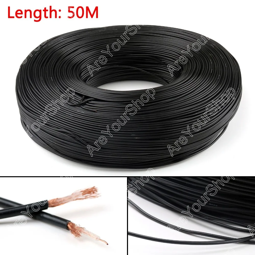 Areyourshop 5000cm 50ohm M17/119-RG174 Coax Pigtail RG174 RF Coaxial Cable Connector 164ft  Plug Jac