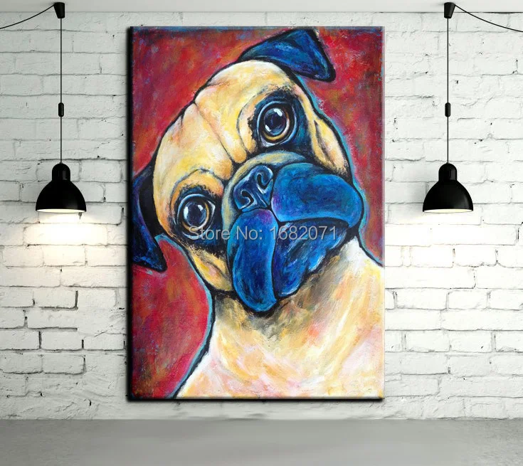 

Skills Artist Hand-painted High Quality Modern Abstract Peking Dog Oil Painting On Canvas Modern Dog Decorative Painting