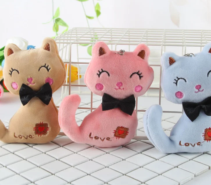 9CM Love Cat Stuffed Plush Toy Doll New Bowbot Plush Cats Toy key chain pendant Gift toys B1014