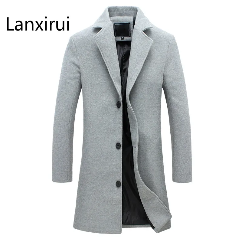 

New Winter Wool Long Coat Men Warm Black Business Overcoat Mens Stylish Woolen Jacket Parka S -5xl