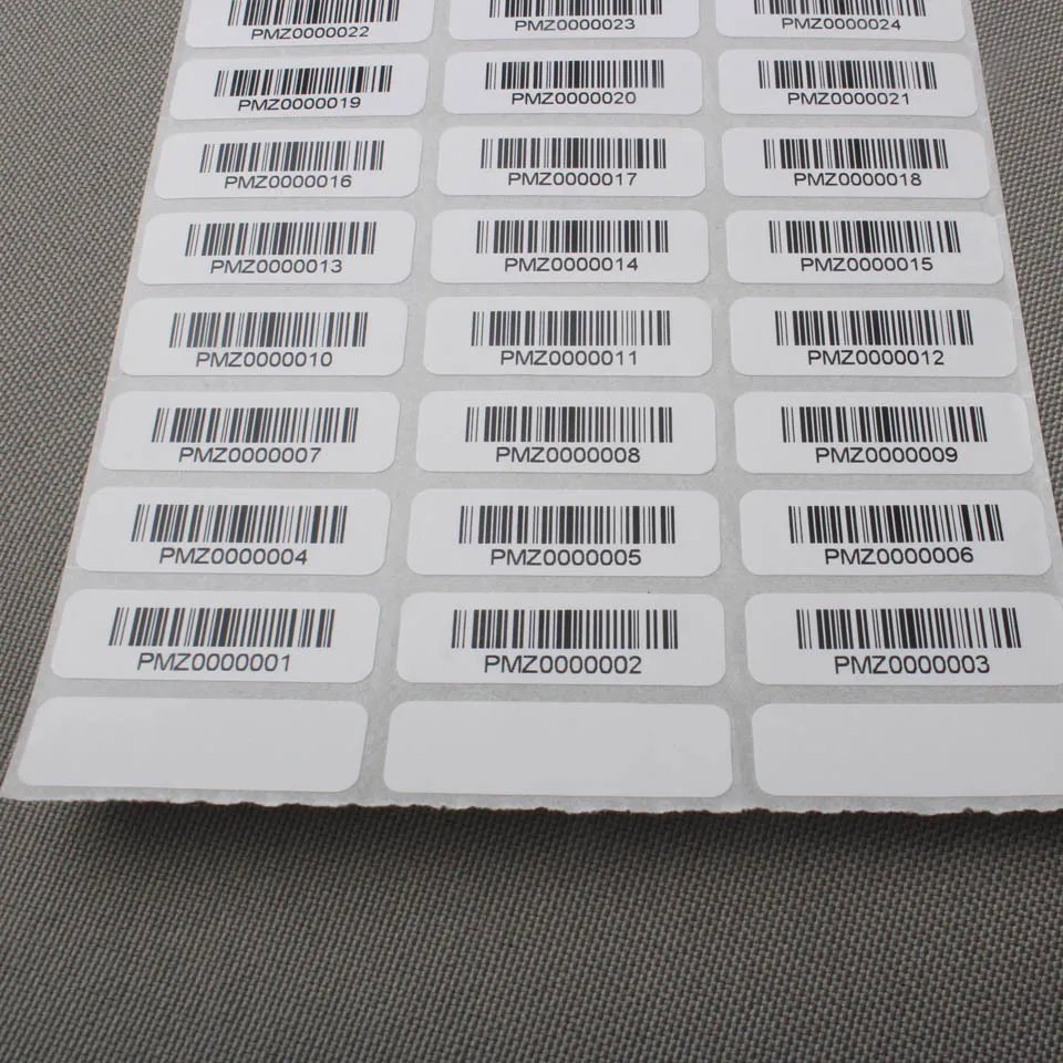 1x3cm barcode sticker printing custom adhesive label 1000pcs/ lot