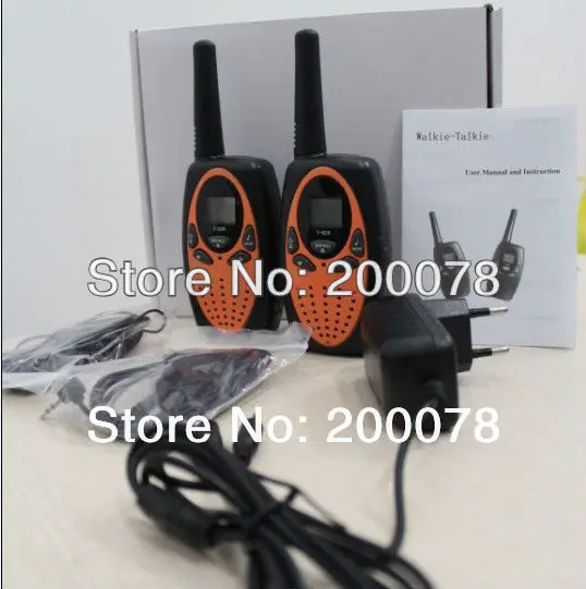Orange T628 1W long range wireless talkie walkie pair PMR 446 VOX earpiece 2 way radio walky talky interphone w/ charger