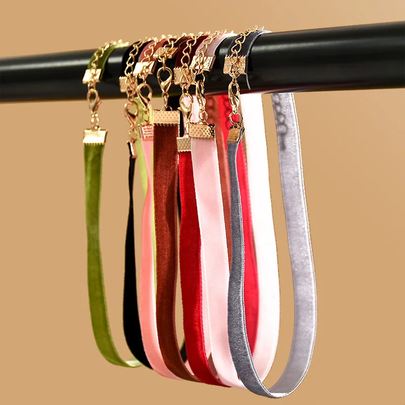Punk New Fashion 7 Pcs/pack Colorful Velvet strip Choker Necklace Retro Gothic Collar Necklace For Women Girls Female Gift