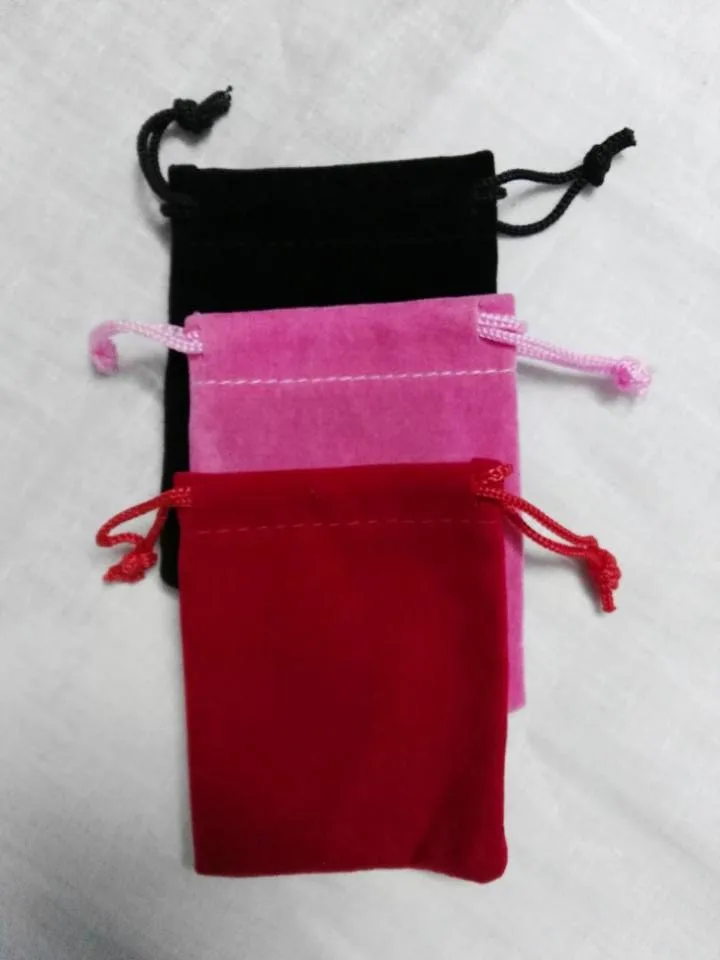 free shipping 20pcs/lot cheap drawstrng bag 7*9cm 3 colors for choose  velvet fabric jewelry bag wholesale coutom gift pouch