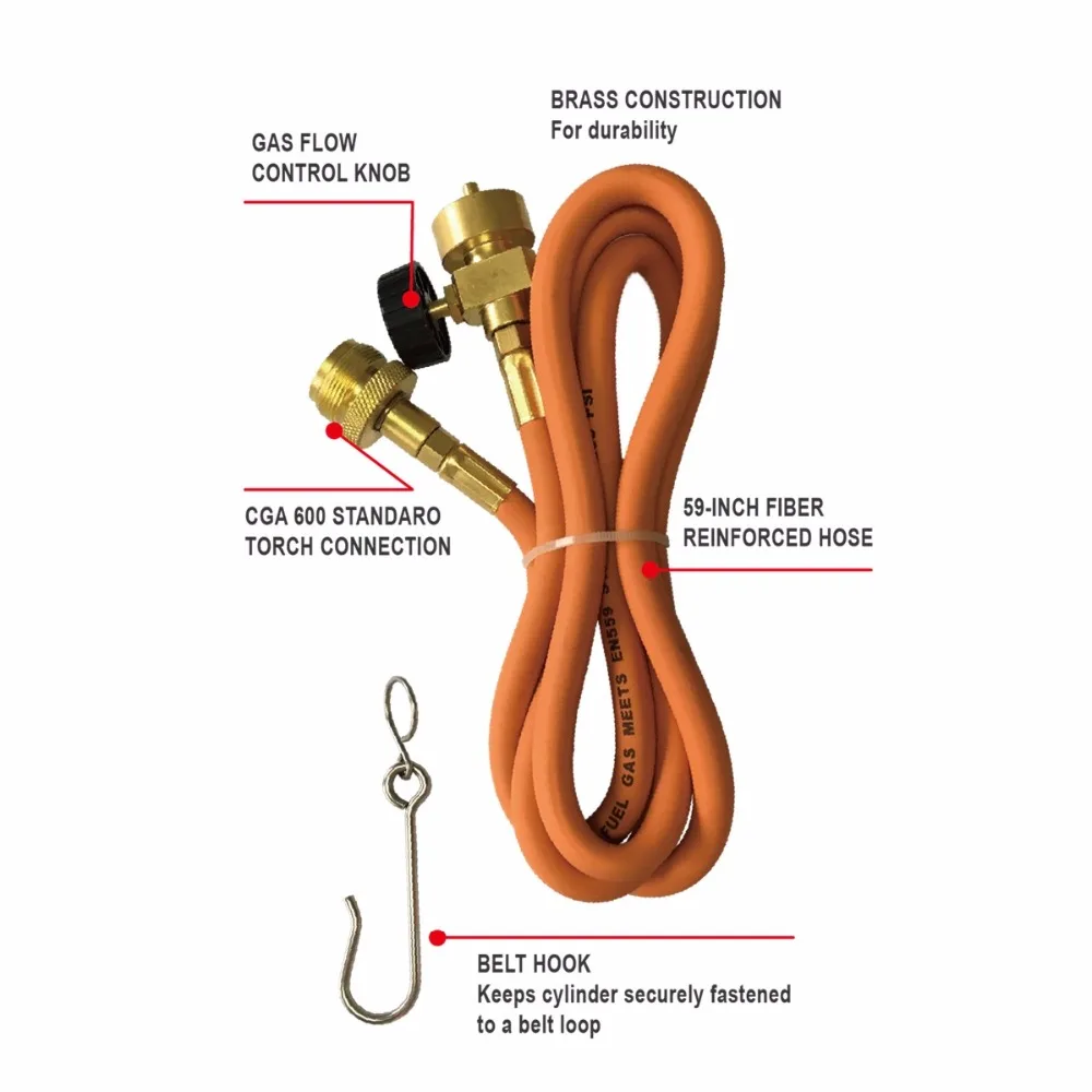 Imagem -02 - Mangueira da Tocha de Soldagem de Brasagem a Gás Cga600 15 m Pés Mangueira e Gancho de Cinto para Kit de Extensão da Tocha Mapp