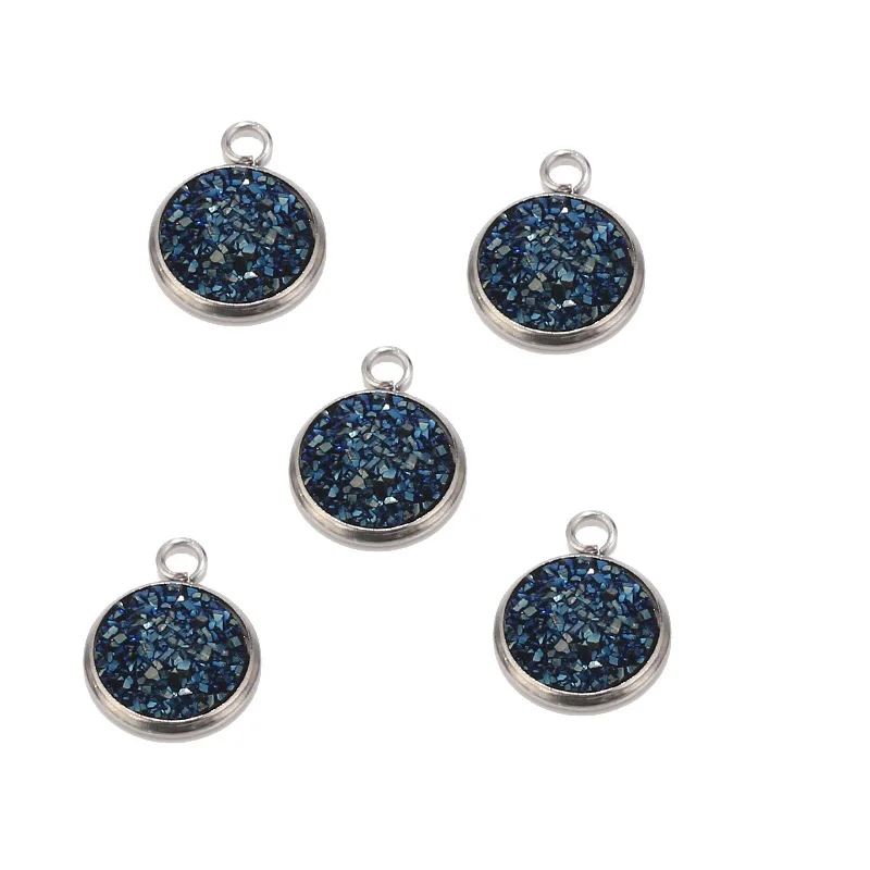 10pcs Druzy Charms 12mm Druzy Pendant Supplies Wholesale Bezel Charm Faux Druzy Stone Pendant Colourful Charm for DIY Jewelry