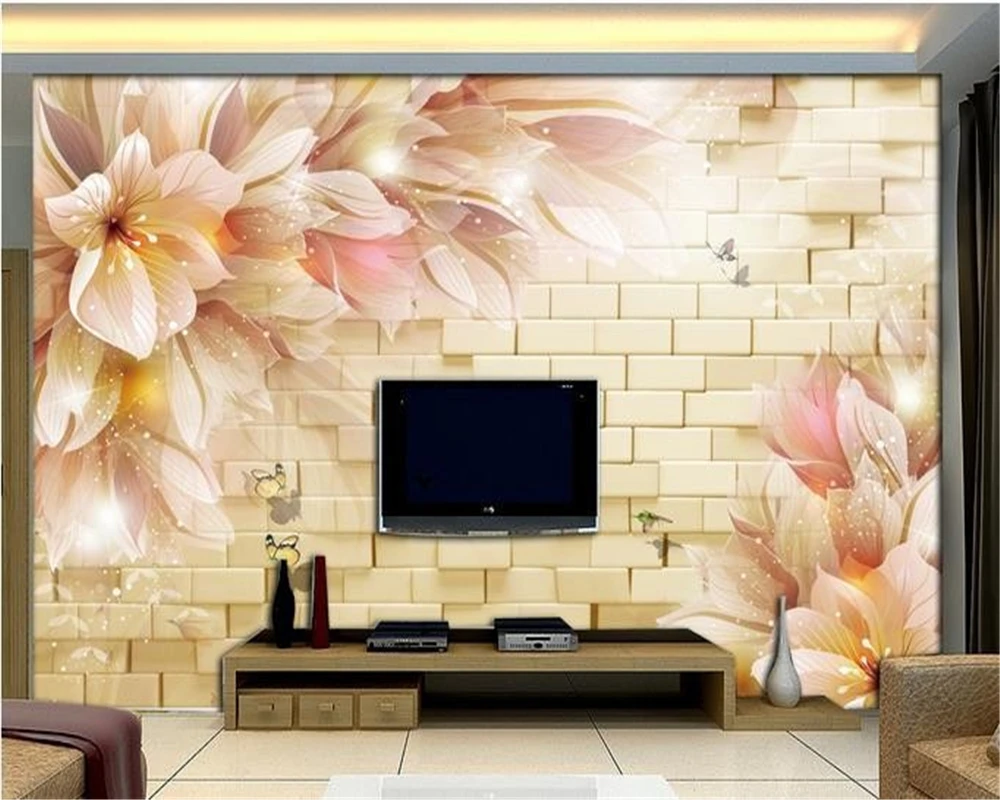 

beibehang 3d stereoscopic flowers mural modern TV backdrop brick wallpaper living room bedroom mural papel de parede wallpaper