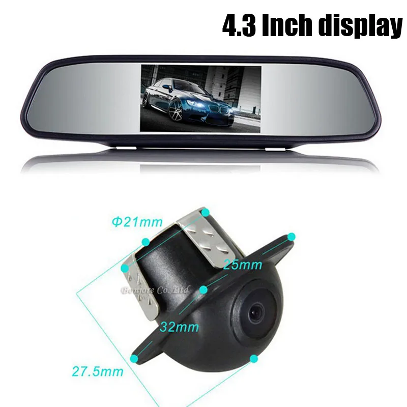 YeHeng Auto Video Parking Assistance, HD 4.3 inch Color LCD Car Rearview Mirror Monitor + MiNi Night Vision CCD Rear View Camera