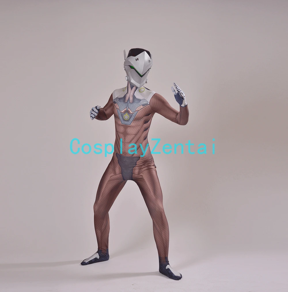

Game Genji Cosplay Costume 3D Print Spandex Genji Zentai for Male/Men