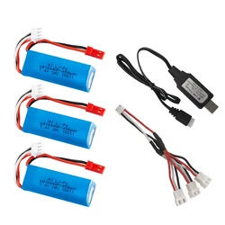 7.4V 450 Mah Lipo Batteria E Caricatore Usb per Wltoys K969 K979 K989 K999 P929 P939 Parti di Automobili Del Rc 2 S Batteria 7.4V 3 Pcs