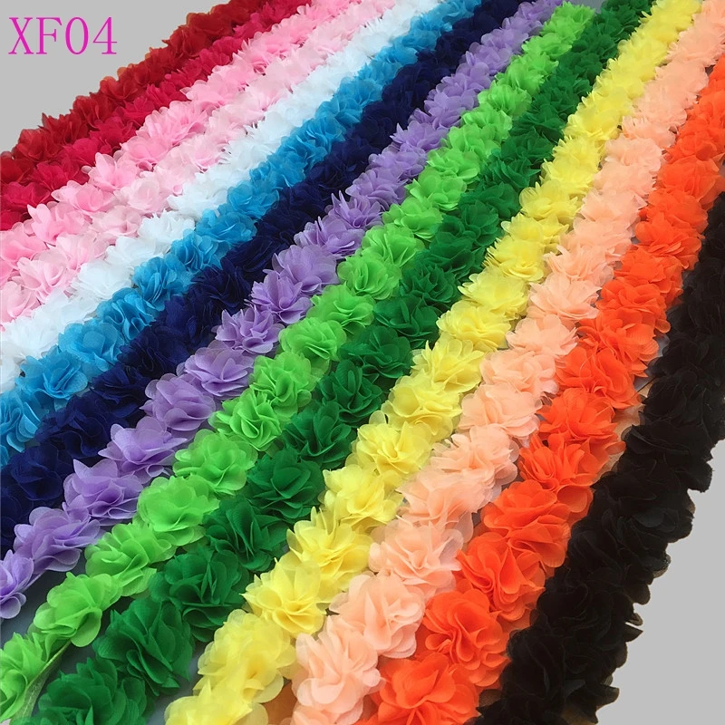 26 flower 14 color 3D Chiffon Flowers DIY 5cm Width lace trim lace ribbon decoration clothes accessories XF04