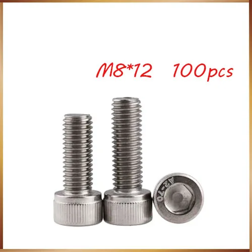 100pcs m8*12 hexagon screw free shipping M8*12 100pcs 304 stainless steel hexagon socket head cap screw,stainless bolt satinless