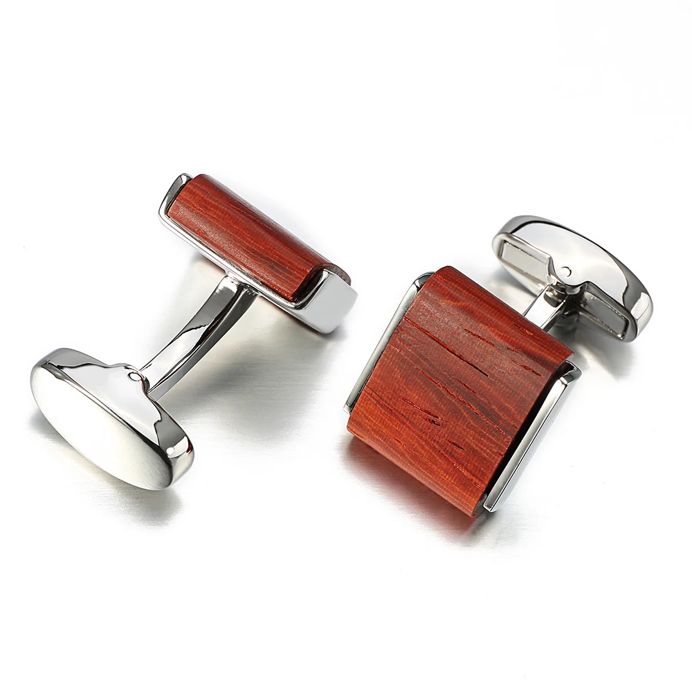 High Quality Square Rosewood Cufflinks For Men Shirt Cuffs Cuff links Lepton Brand Low-key Luxury Wood Cufflinks For Men Jewelry