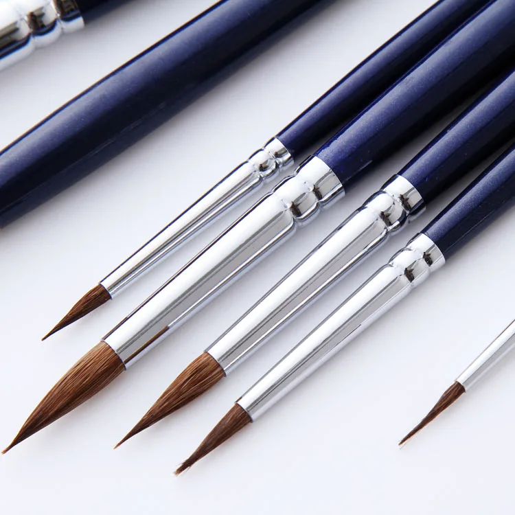 7Pcs/Set Fine Hand-painted Thin Hook Line Pen blue Baton Drawing Art Pen Paint Brush Art Supplies Nylon Brush