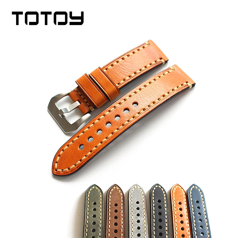 Italian Leather Leather Watchbands18 19 20MM 21MM 22MM 23MM 24MM 26MM Hand Stitched Leather  For PAM Men's Strap