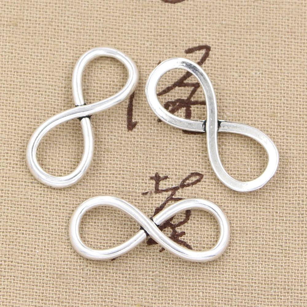 20pcs Charms Infinity Connector 30x12mm Antique Bronze Silver Color Pendants Making DIY Handmade Tibetan Bronze Jewelry