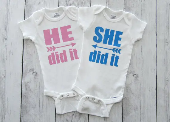 custom Twins He did it, She did it newborn infant baby bodysuit onepiece romper Outfit coming Home toddler shirt party favors