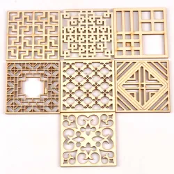 5 pz/set artigianato in legno hollow square artigianato in legno fai da te scrapbooking accessori decorazioni abbellimento 70mm MT1933