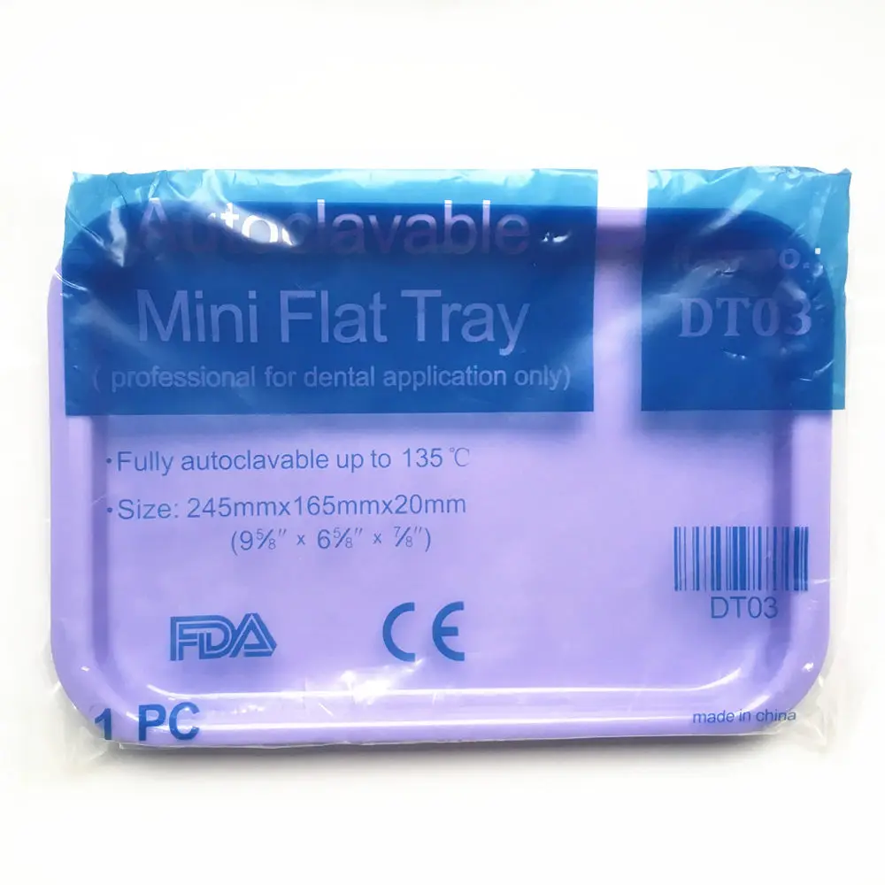 

2 Pcs Dental Instrument autoclavable plastic trays Mini falt -purple