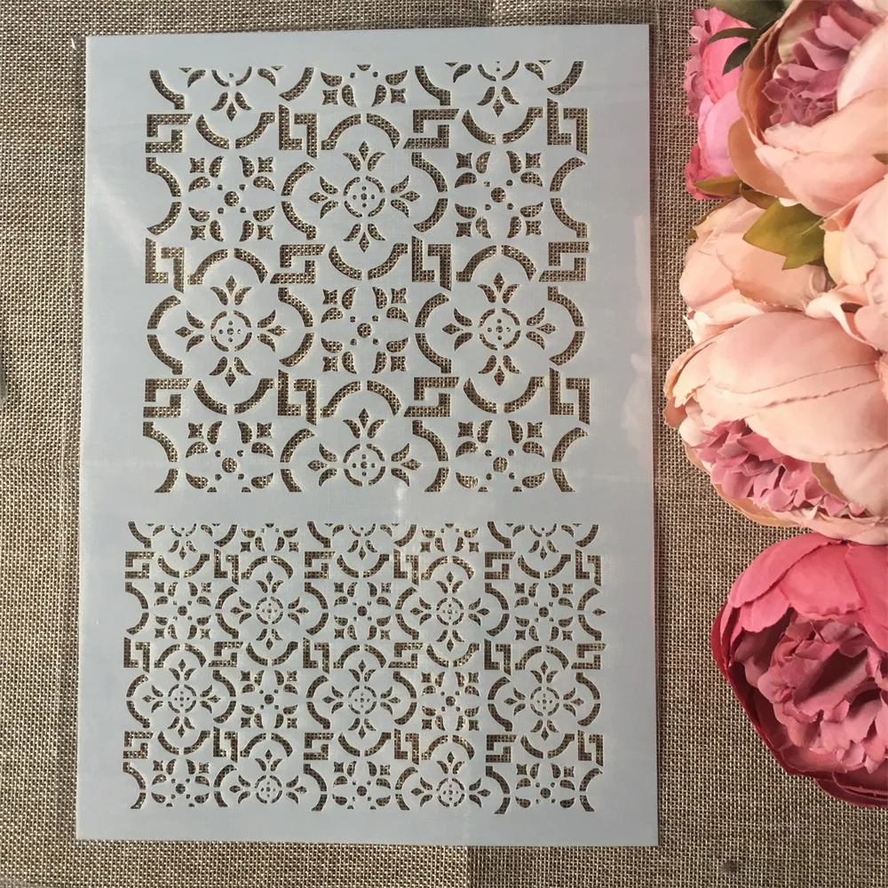 4Pcs/Set A4 Frame Half Circle DIY Layering Stencils Painting Scrapbook Coloring Embossing Album Decorative Template