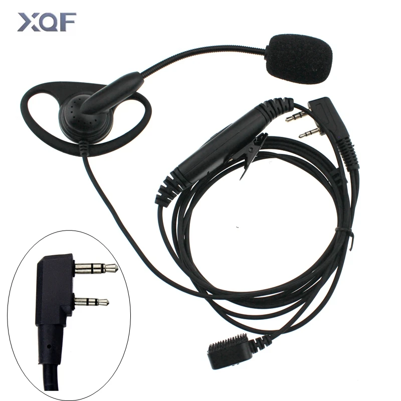 K Plug Walkie Talkie Headset D-type Finger Ear Stick Double PTT Headphone Tactical Earpiece for Baofeng UV-5R Kenwood TK-3107