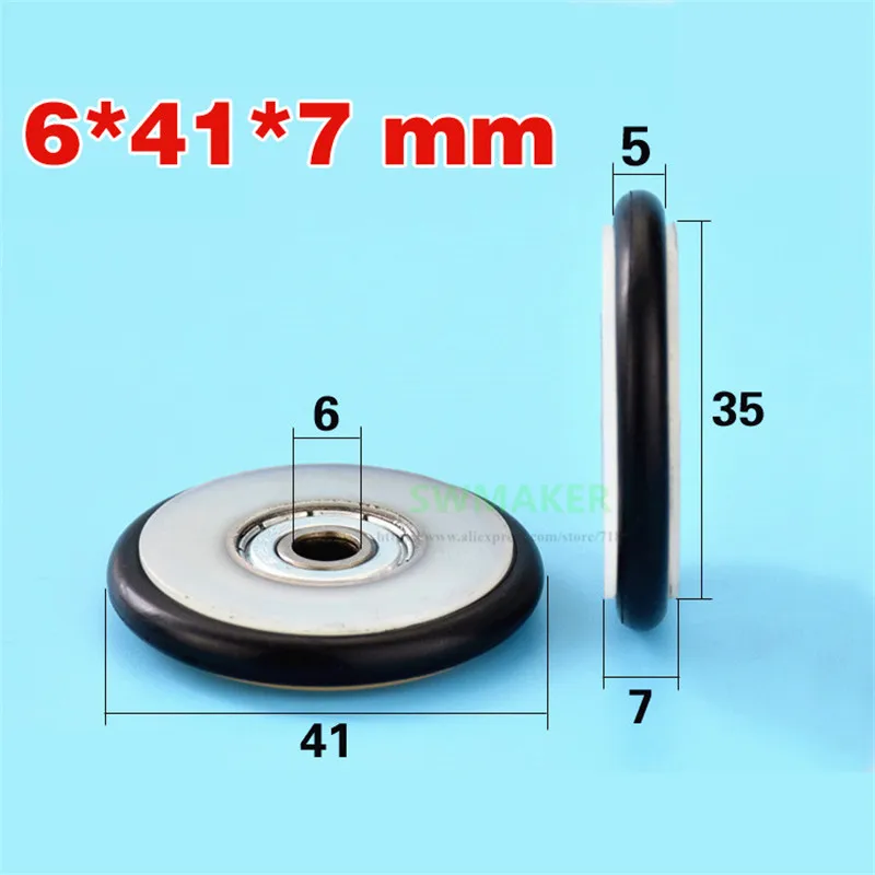 1Pc 6*41*7mmm Buna-N rubber O rubber ring rubber rubber roller, mute elasticity, blackboard fishing tackle, 626 bearing pulley