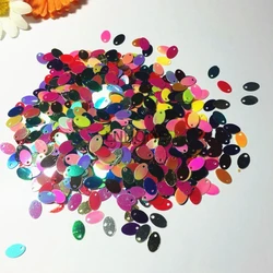 3000pcs/lot 5*8mm Small Oval Egg Shape Sequins PVC Flat Ellipse With Side Hole Belly Dance Garment DIY Accessories Mix Colors