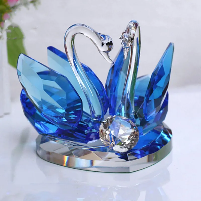 

Upscale Crystal Swan Crafts Glass Paperweight Fengshui Ornaments Figurines Home Room Party Wedding Decor Gifts Home Decoration